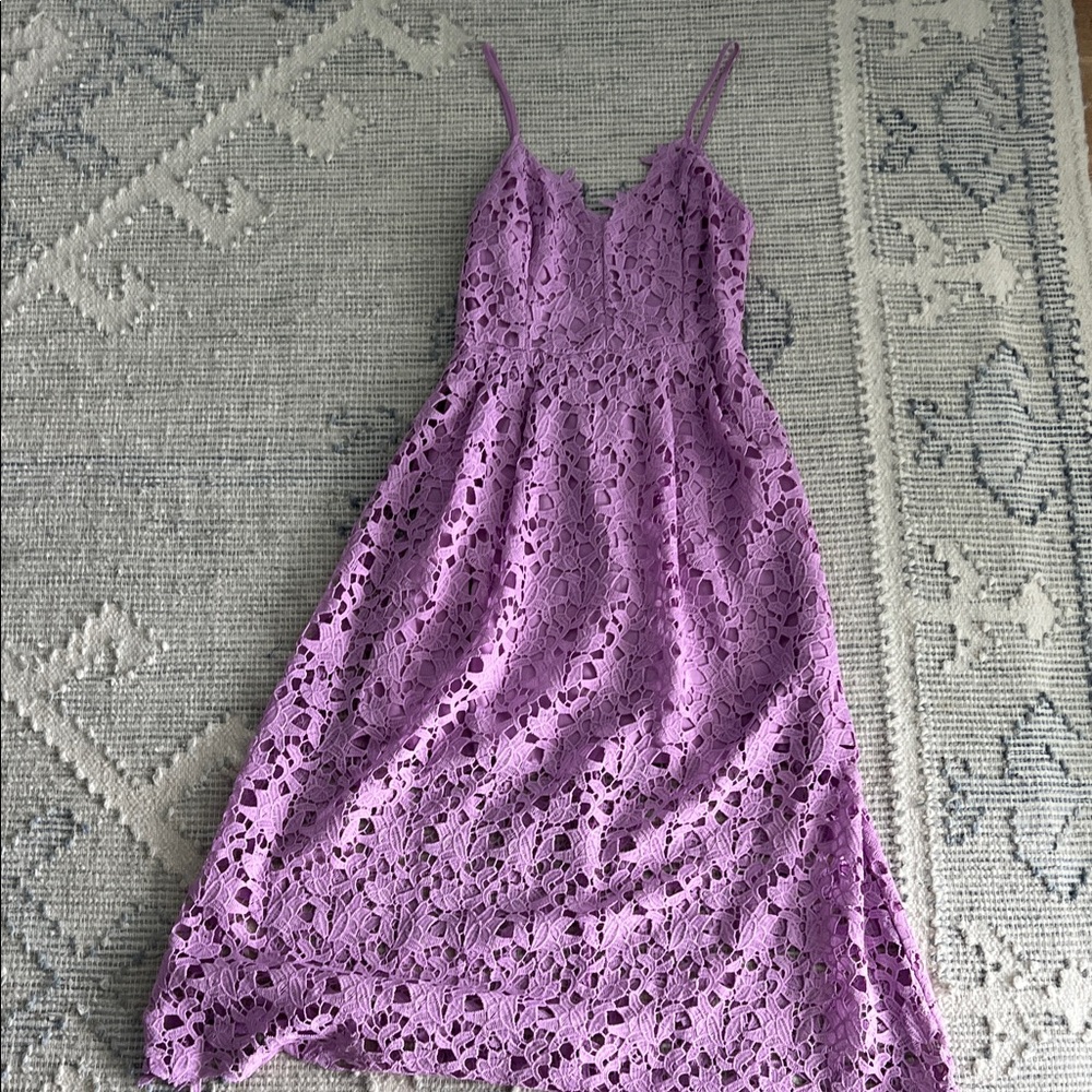 Astr Lavender Lace Midi Dress